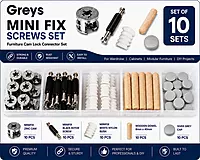Minifix | Cam-lock, Rotor Screw, Bush, Dowel, Grey Caps set | Pack of 10