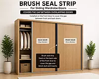 8mm Brush Seal for Sliding Wardrobe Door Gap Protection | Length 2500mm
