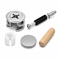 Minifix | Cam-lock, Rotor Screw, Bush, Dowel, Grey Caps set | Pack of 10