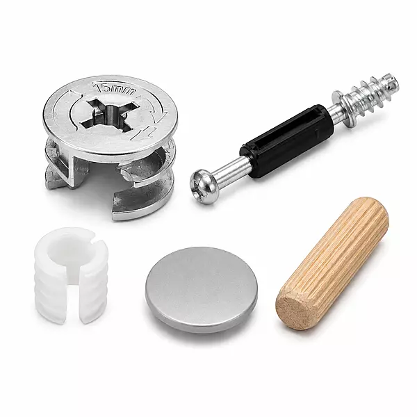 Minifix | Cam-lock, Rotor Screw, Bush, Dowel, Grey Caps set | Pack of 10