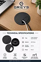 Wire Manager, Desk Grommet, Cable Organizer for Table | Pack of 1 | Black